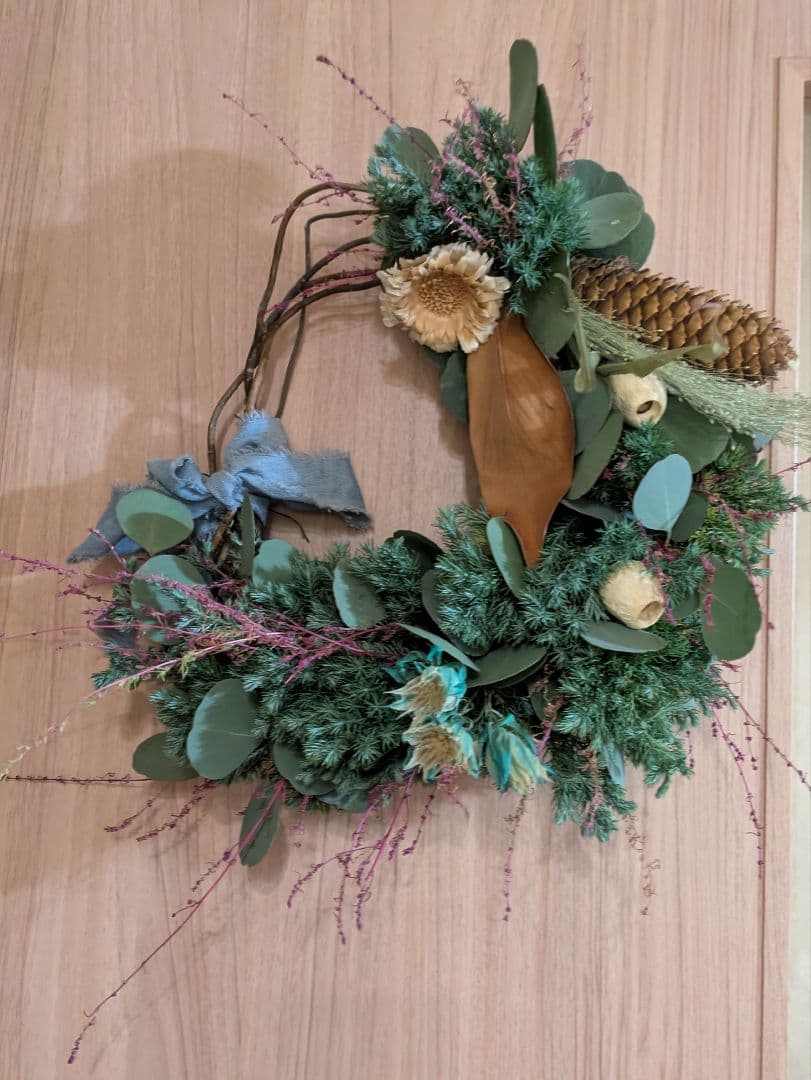 ドライフラワー★ボリュームグリーンリース★セルリア　クリスマスにも♪