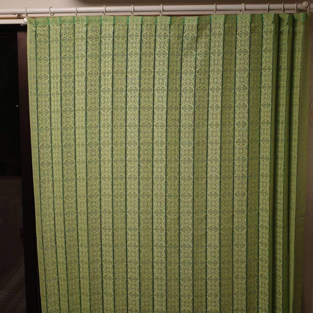 【新品】　昭和レトロ　レースカーテン　プリーツ　カーテン　２枚