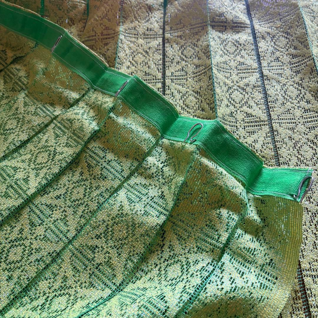 【新品】　昭和レトロ　レースカーテン　プリーツ　カーテン　２枚