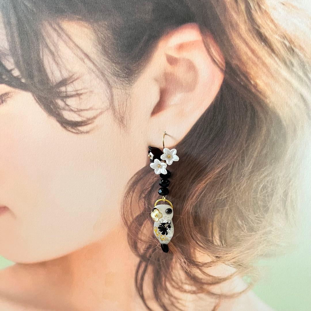 ☆❤️ 花　レジン　猫　ねこ　パール　ピアス　イヤリング　チャーム　ハンドメイド
