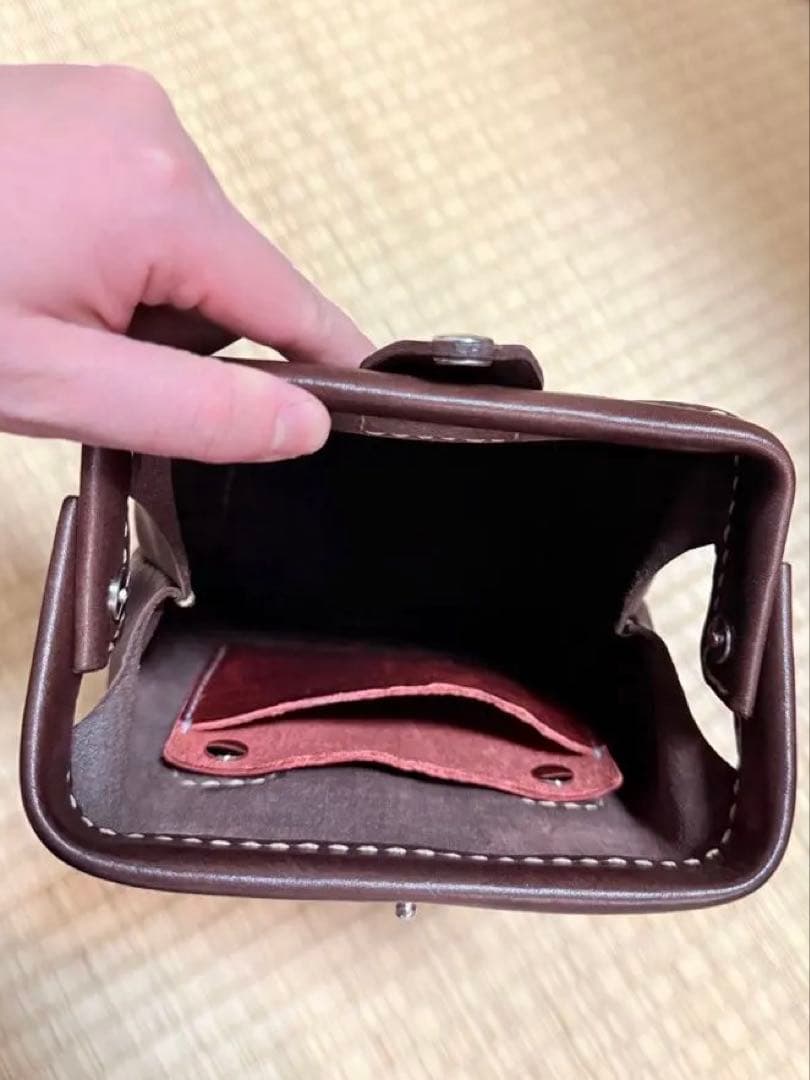 本革 ダレス型 ウエストポーチ 焦茶 牛革 レッグバッグ可 中古