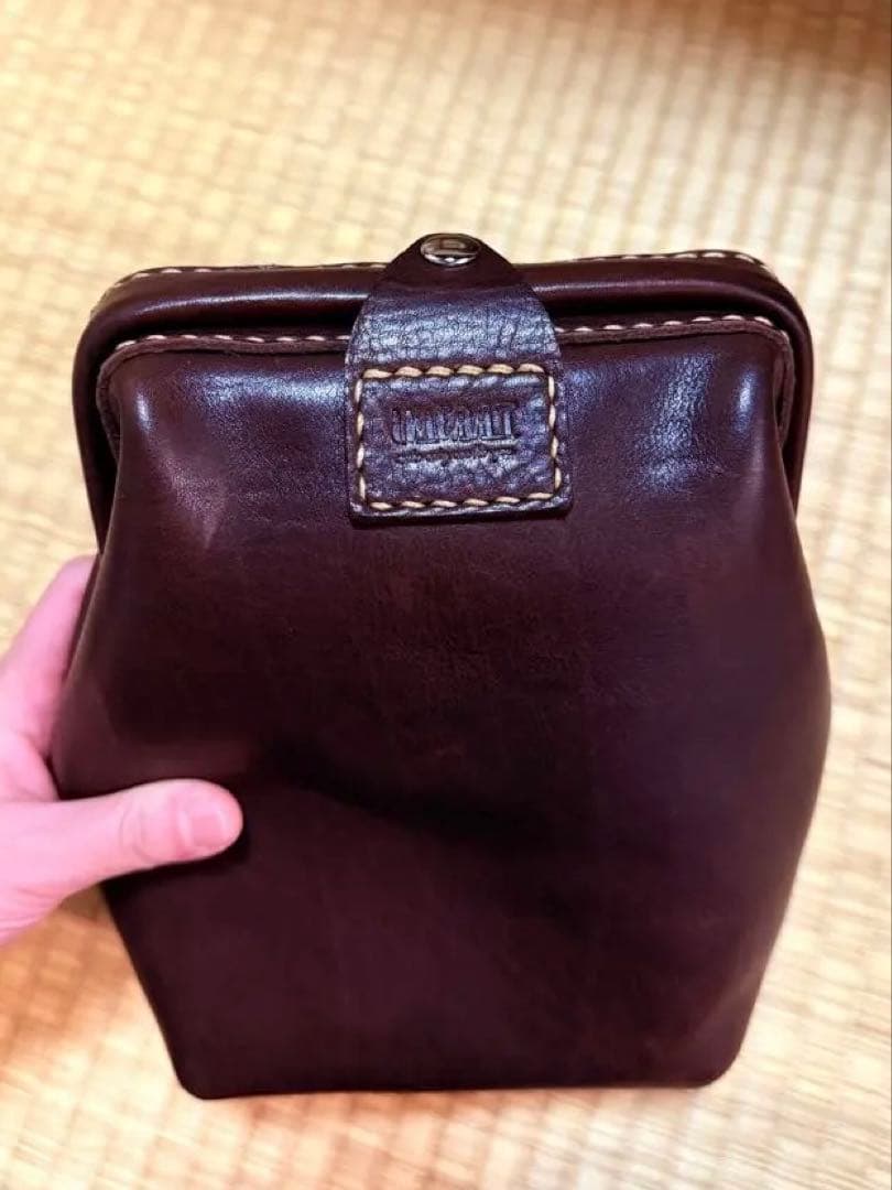 本革 ダレス型 ウエストポーチ 焦茶 牛革 レッグバッグ可 中古