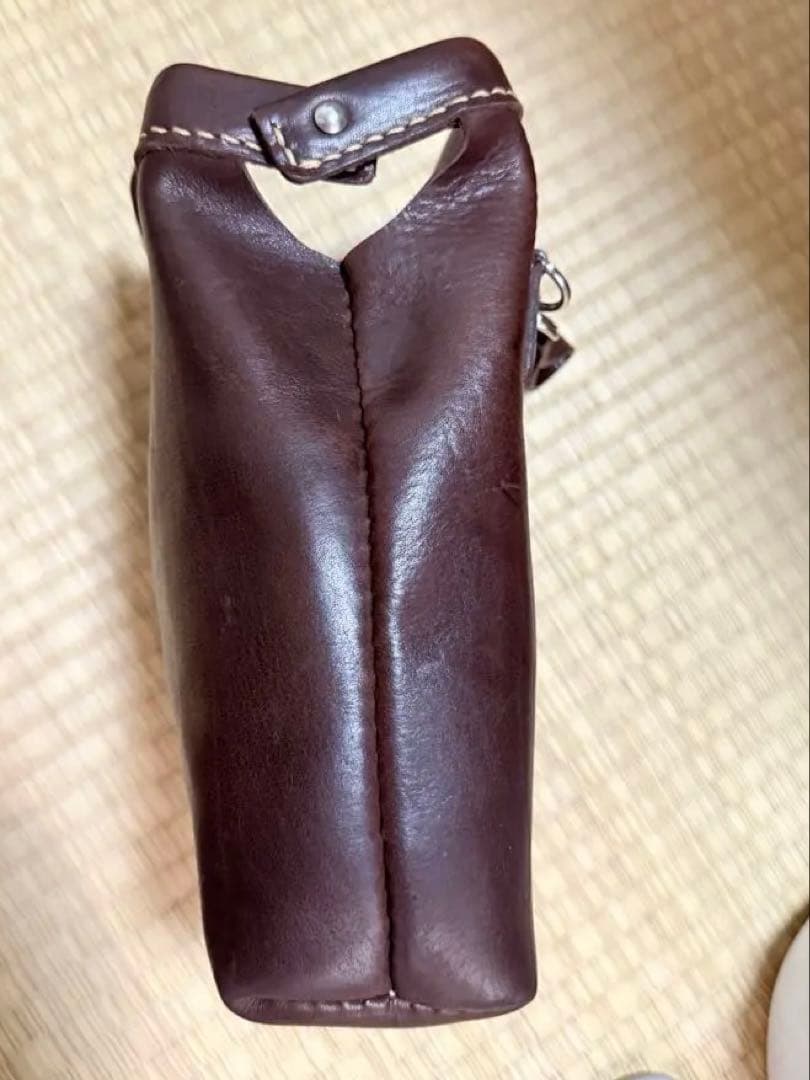 本革 ダレス型 ウエストポーチ 焦茶 牛革 レッグバッグ可 中古