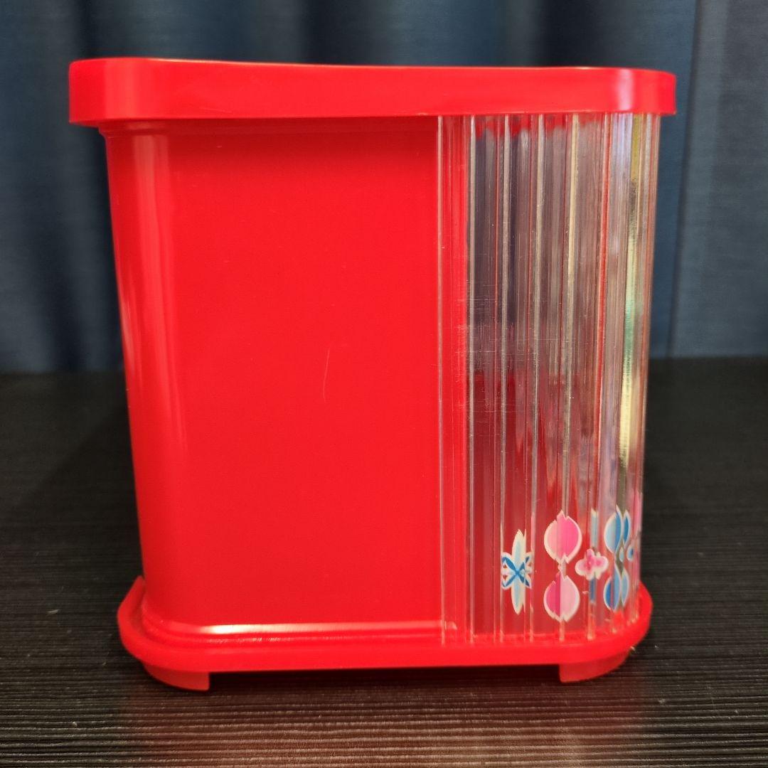 調味料ケース 赤 花柄 昭和レトロ 蛇腹スライド 収納