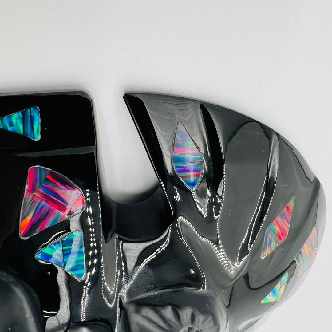 メキシコの伝統的マスク　オブシディアン(黒曜石)オパール石等使用