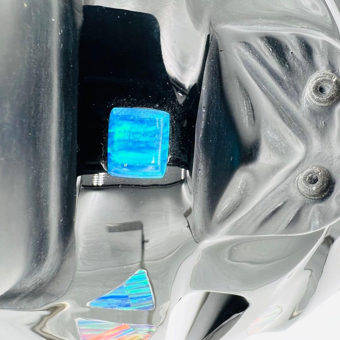 メキシコの伝統的マスク　オブシディアン(黒曜石)オパール石等使用