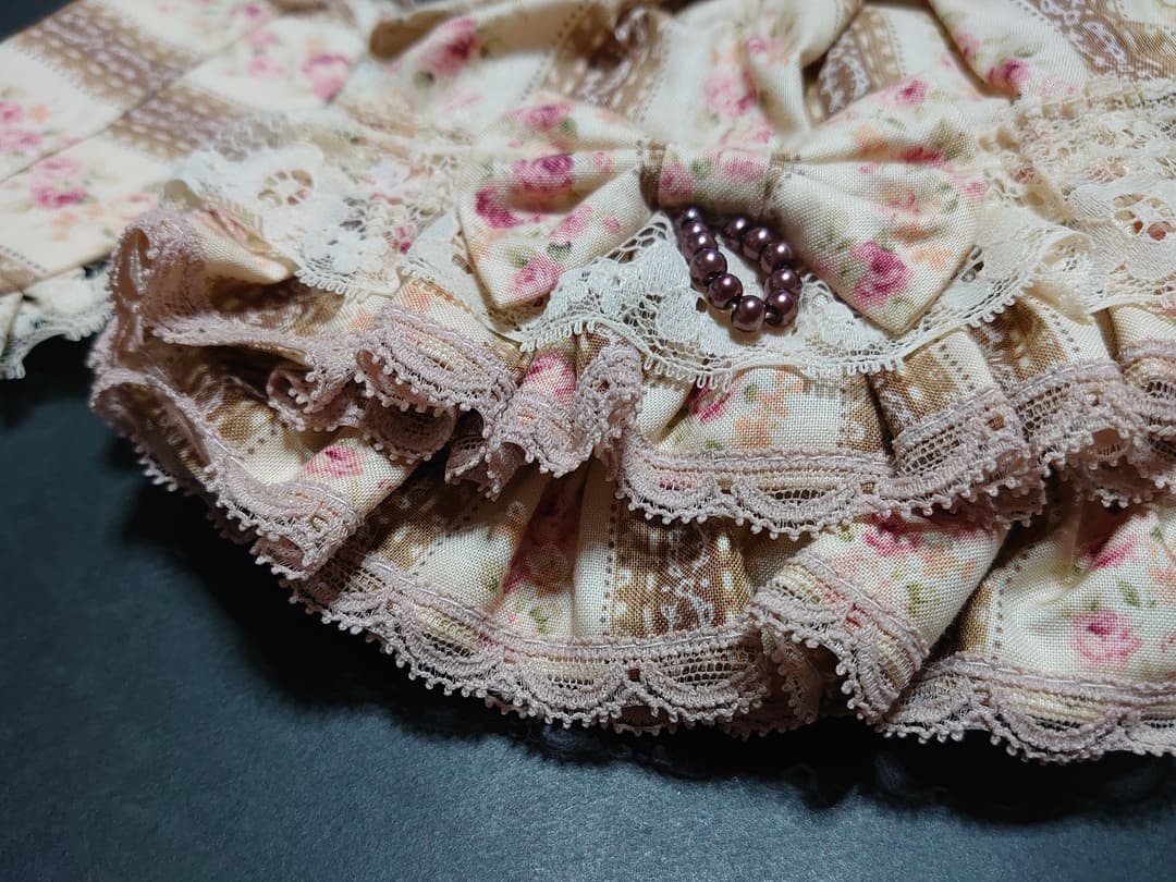 幼SD衣装★ 薔薇と紅茶染めレースのドレス