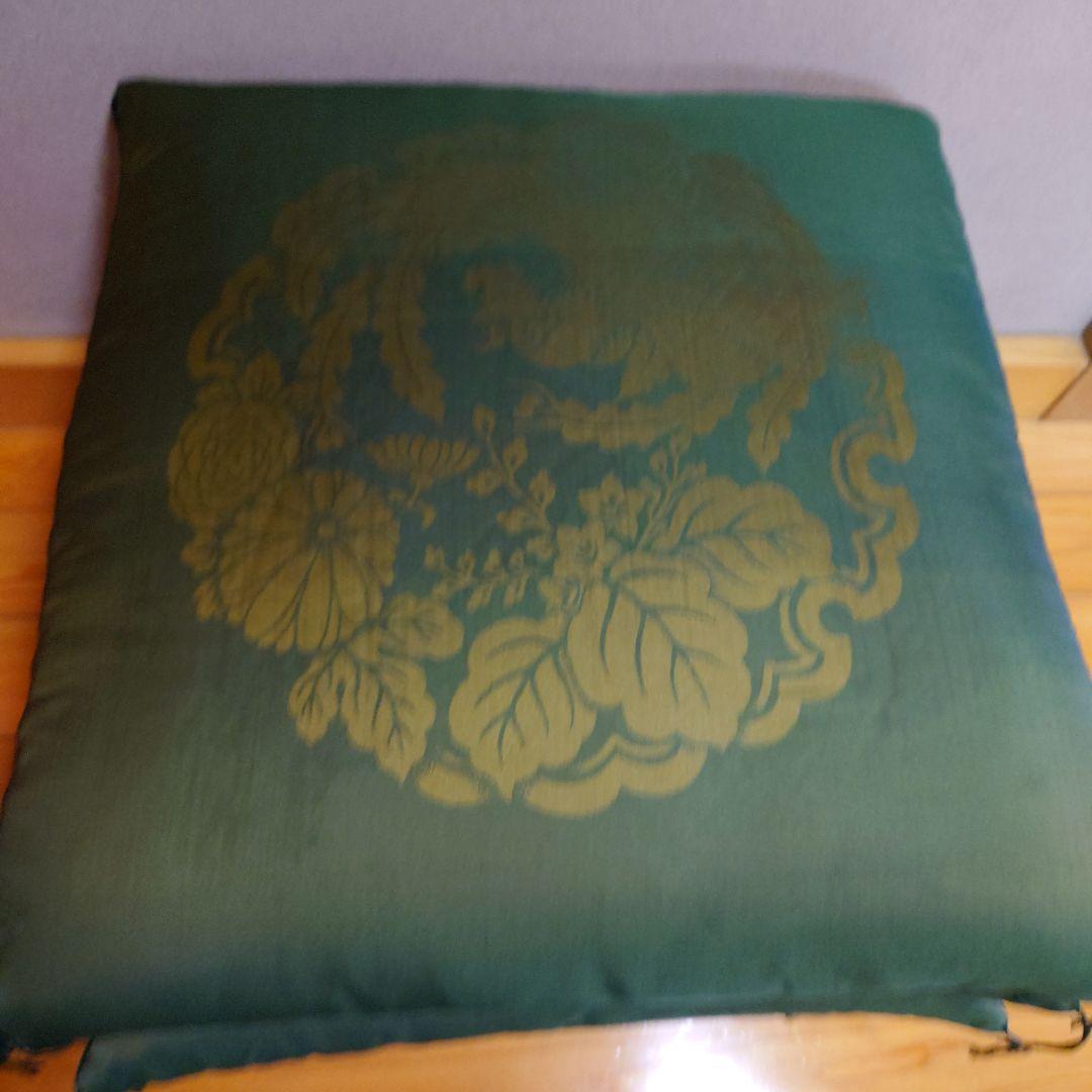 座布団　高級座布団　和座　正絹　5枚組　濃緑　鳳凰