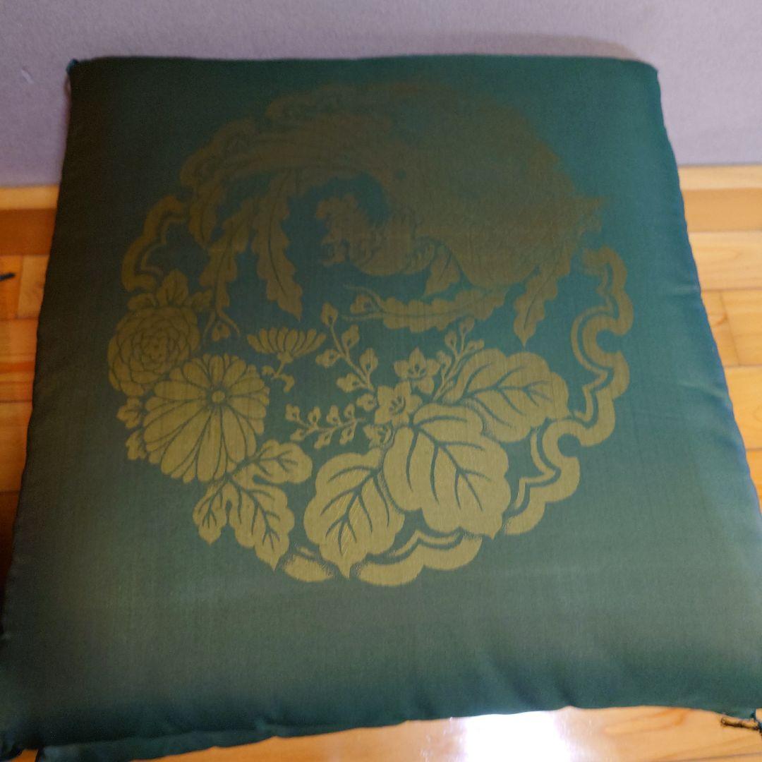 座布団　高級座布団　和座　正絹　5枚組　濃緑　鳳凰
