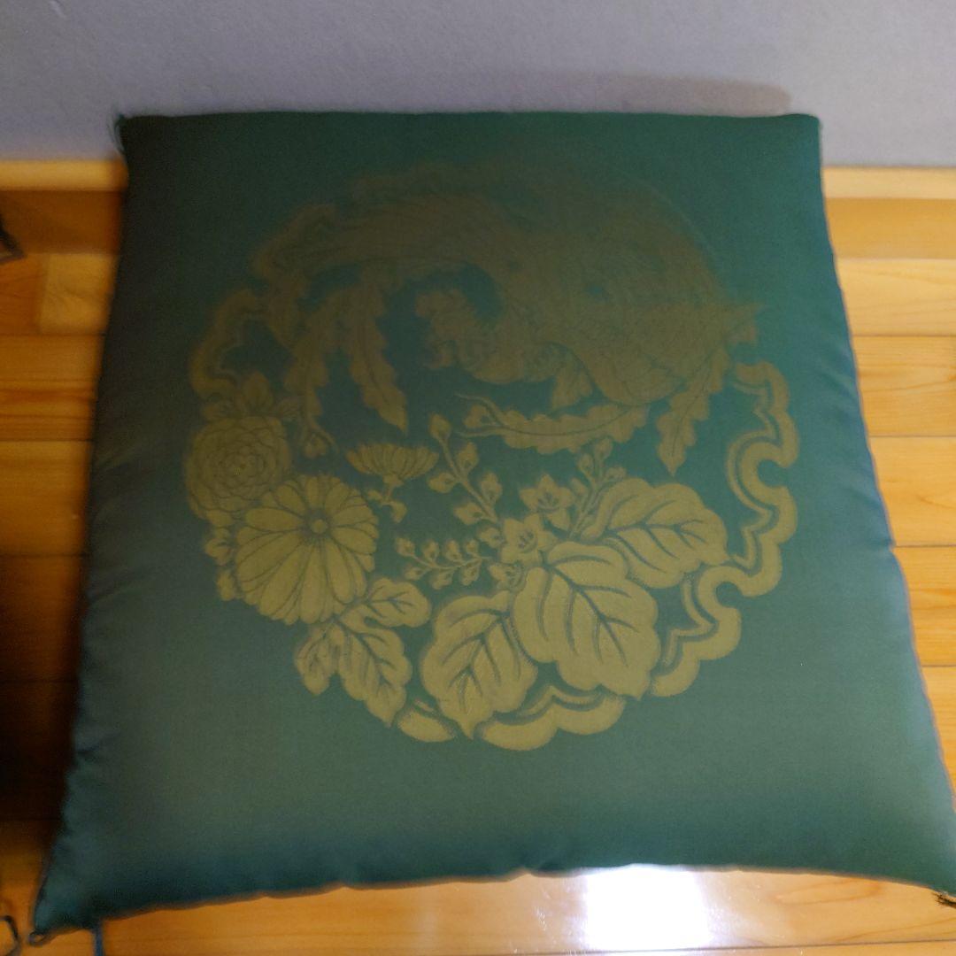 座布団　高級座布団　和座　正絹　5枚組　濃緑　鳳凰
