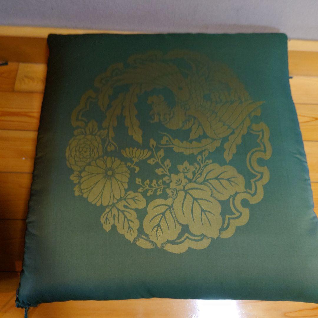 座布団　高級座布団　和座　正絹　5枚組　濃緑　鳳凰