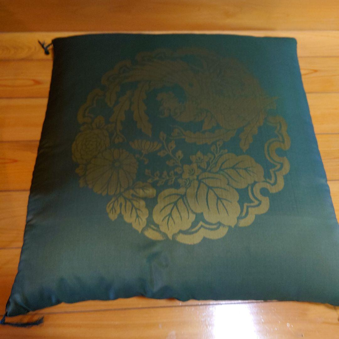 座布団　高級座布団　和座　正絹　5枚組　濃緑　鳳凰