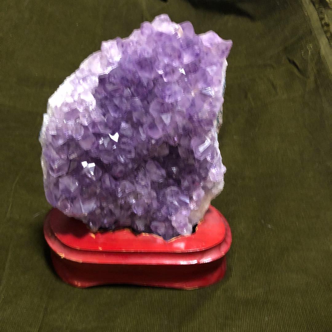 アメジスト 置物 木製台座付き