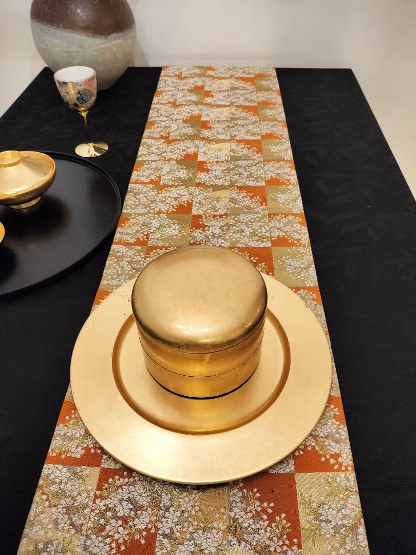 A668★逸品‼️豪華刺繍‼️ひな祭り‼️袋帯正絹テーブルランナー2m15cm