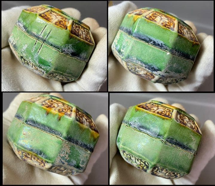 中国 三彩八角香合（印合　合子）　f2220730