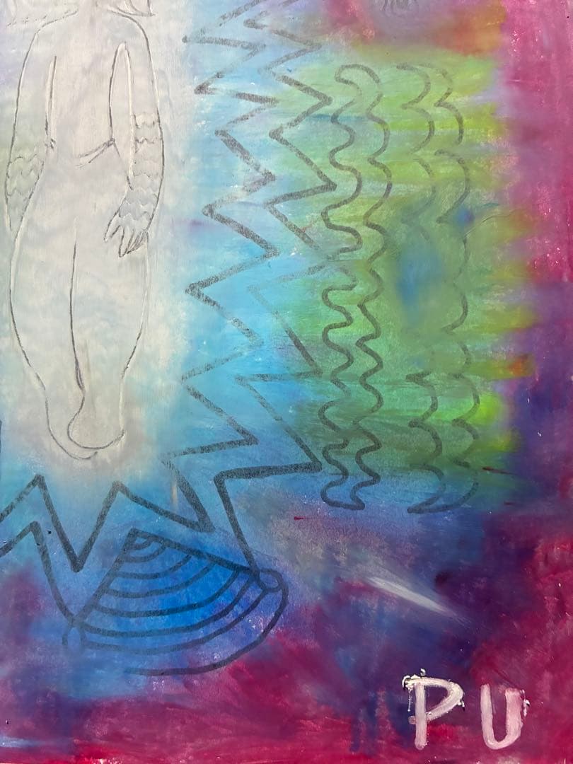 アート イラスト クレヨン画 病みかわいい 闇かわいいダーク 一点物 原画