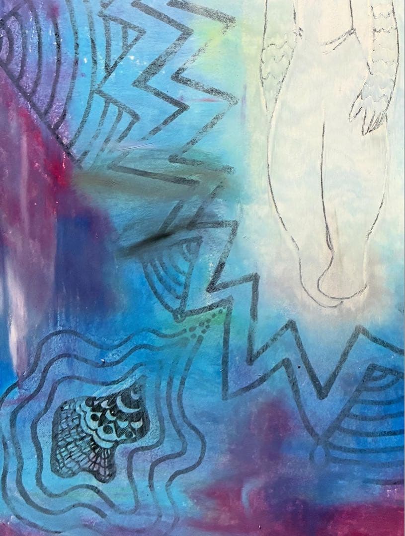 アート イラスト クレヨン画 病みかわいい 闇かわいいダーク 一点物 原画