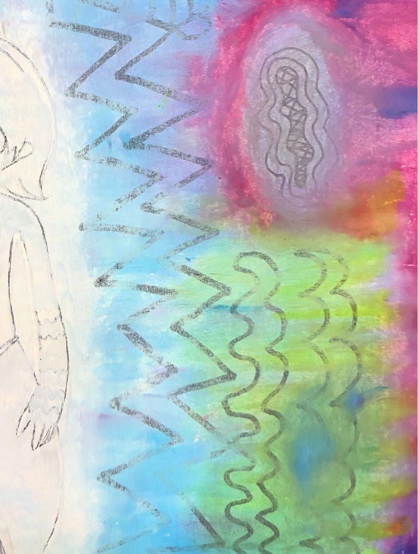 アート イラスト クレヨン画 病みかわいい 闇かわいいダーク 一点物 原画