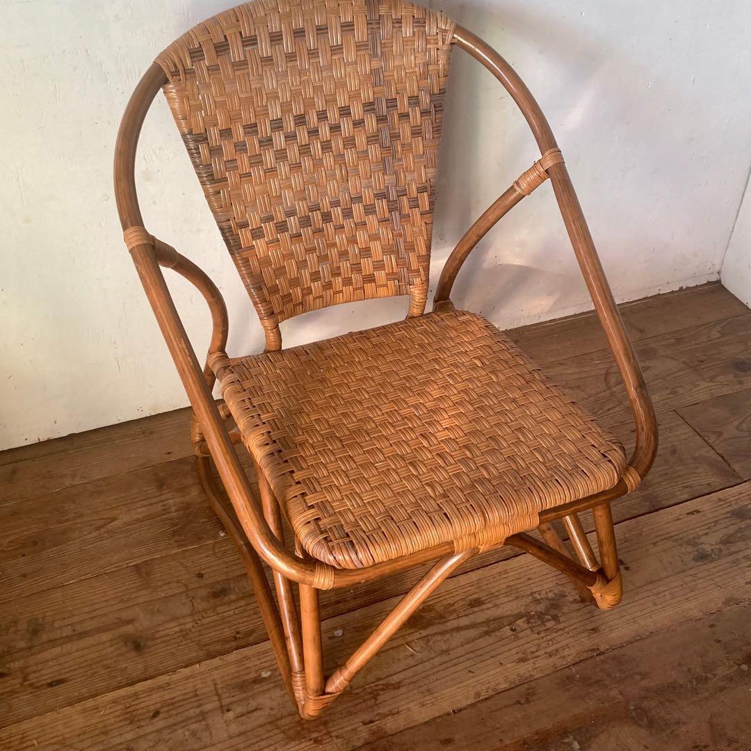 ヴィンテージラタン イージーチェア レトロ アンティーク 和モダン 古民家1