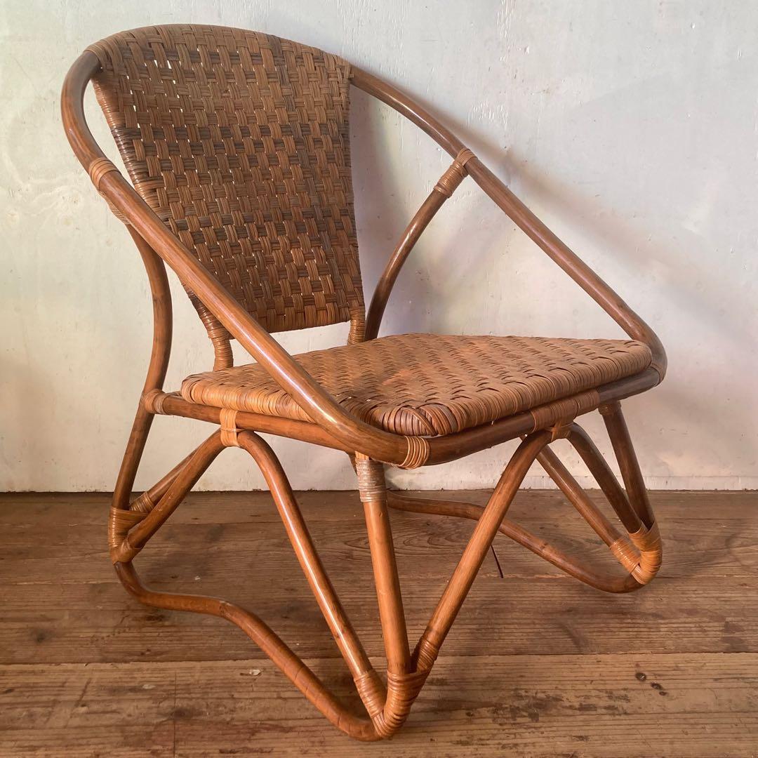 ヴィンテージラタン イージーチェア レトロ アンティーク 和モダン 古民家1