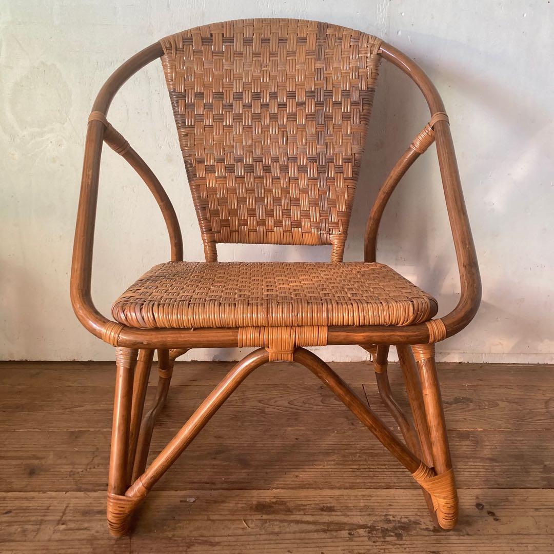 ヴィンテージラタン イージーチェア レトロ アンティーク 和モダン 古民家1