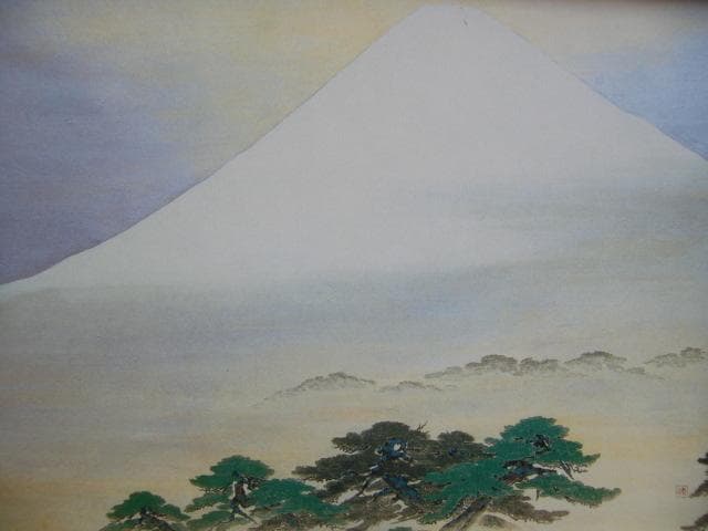 小山硬、【春雪不二】、希少な画集画、新品高級額 額装付、状態良好