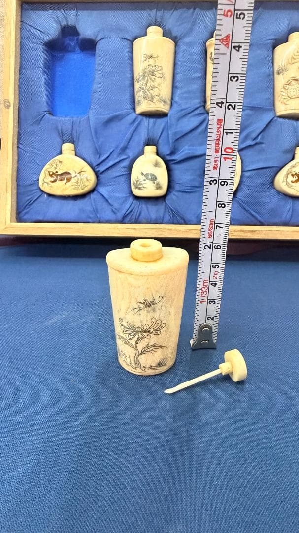 アンティーク 鼻煙壺セット ｜手彫り ミニチュアボトル コレクション 一点物