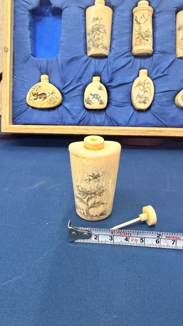アンティーク 鼻煙壺セット ｜手彫り ミニチュアボトル コレクション 一点物