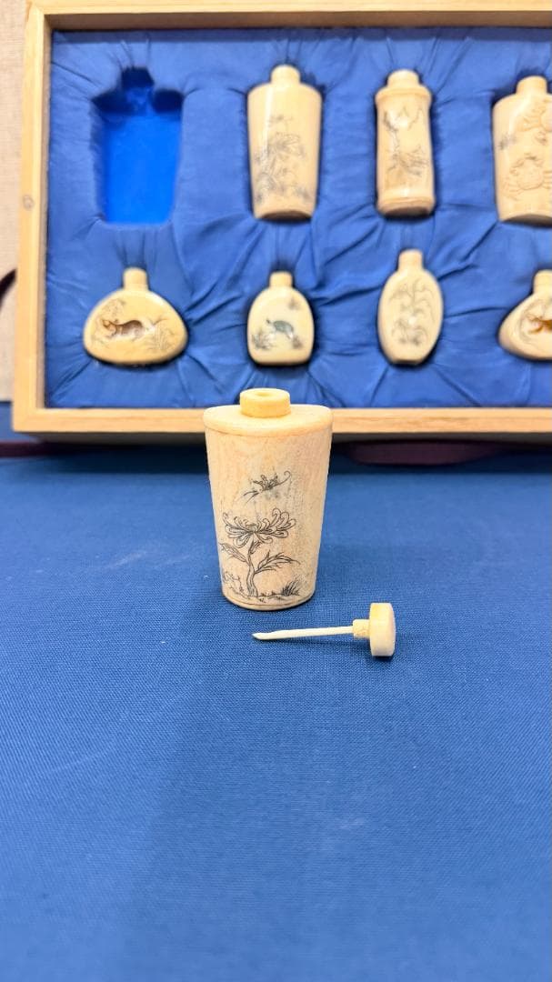 アンティーク 鼻煙壺セット ｜手彫り ミニチュアボトル コレクション 一点物