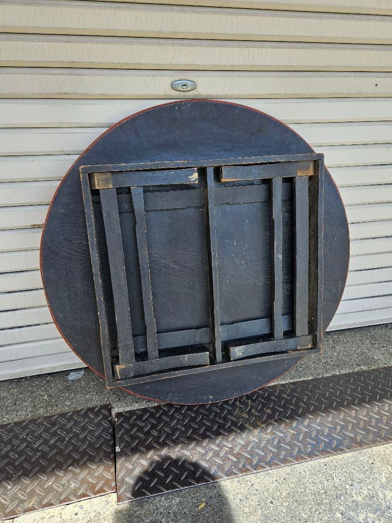 日本のアンティーク 朱塗りのちゃぶ台 折り畳み 座卓 丸テーブル 古家具