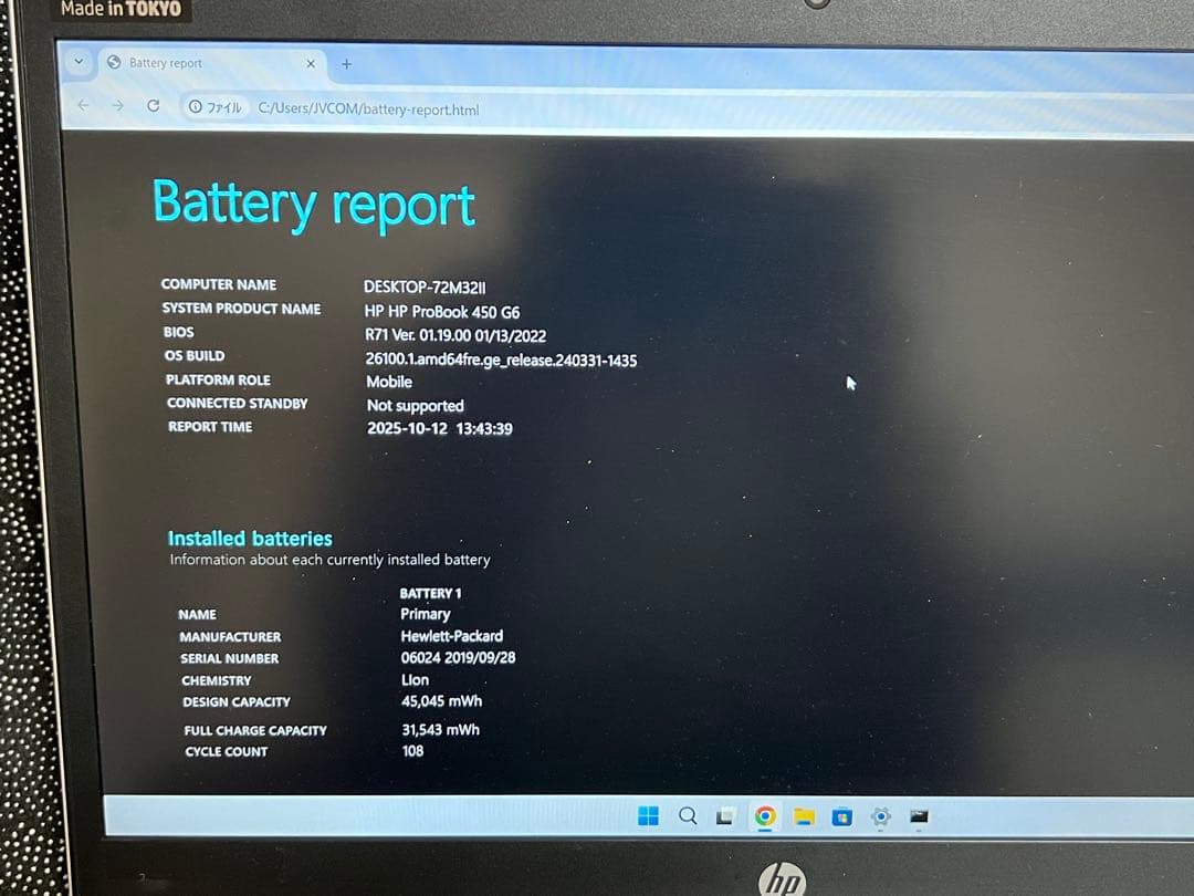 その他ノートPC本体 HP ProBook 450 G6 i5-8265U 16GB 256GB