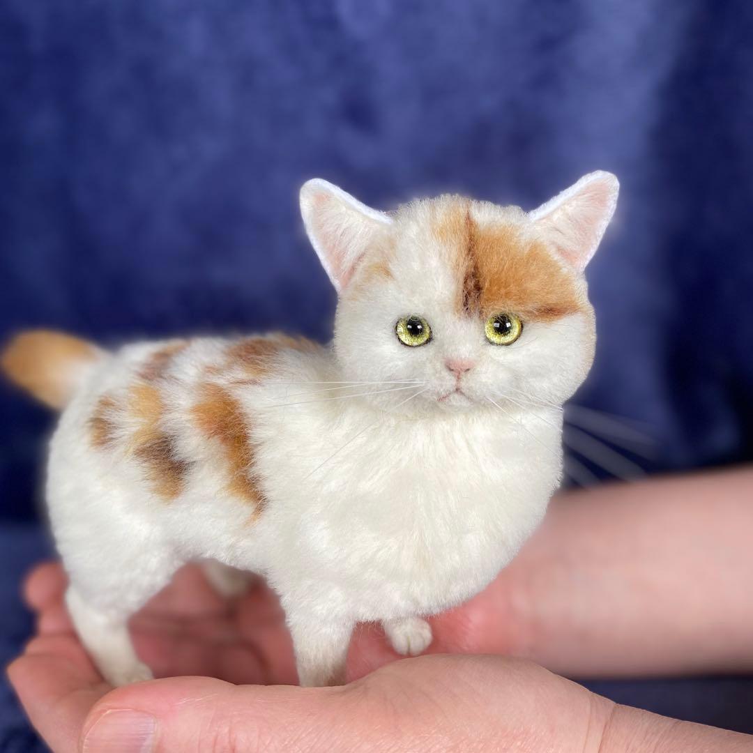 羊毛フェルト猫　全身タイプ　リアル可愛いジャパニーズボブテイル