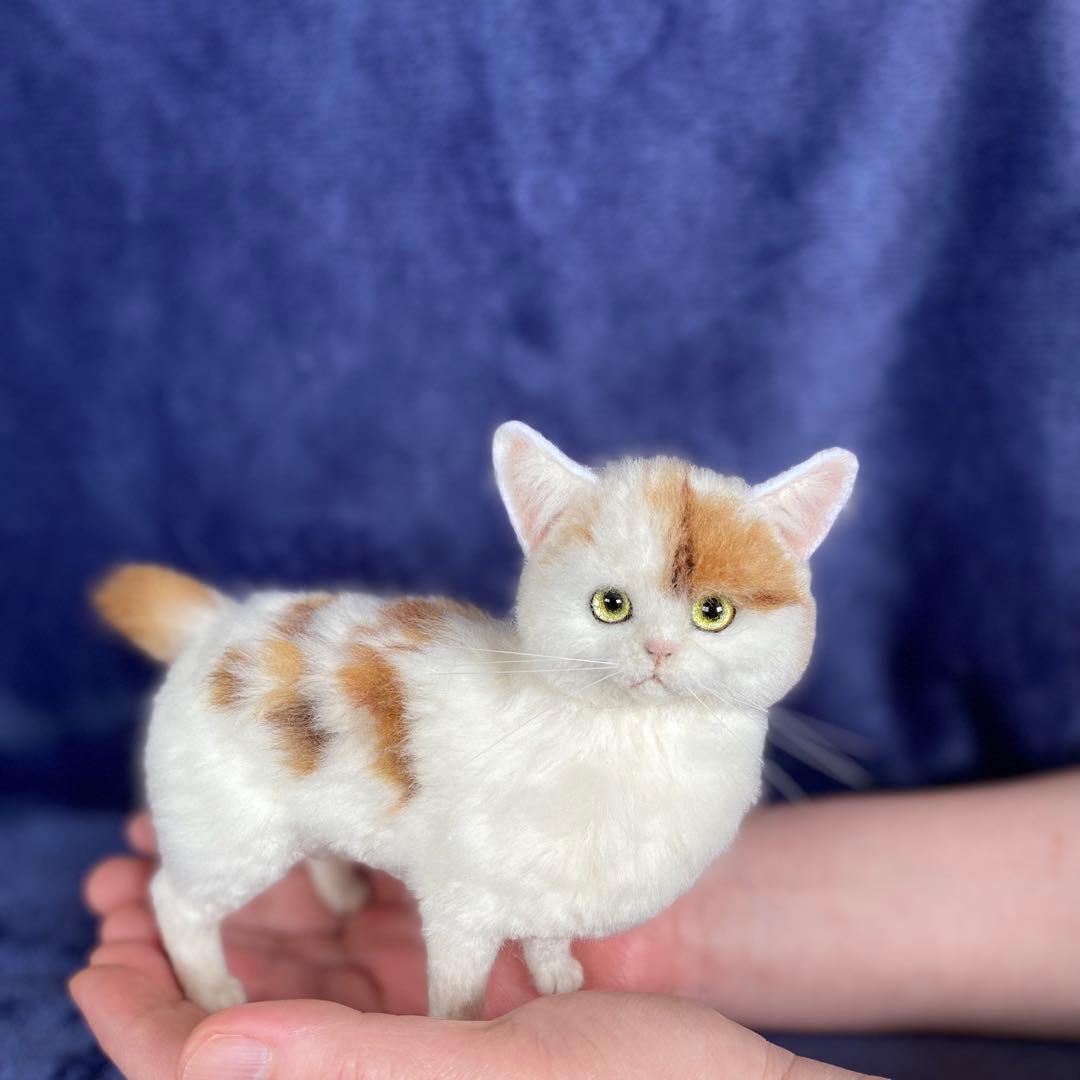 羊毛フェルト猫　全身タイプ　リアル可愛いジャパニーズボブテイル
