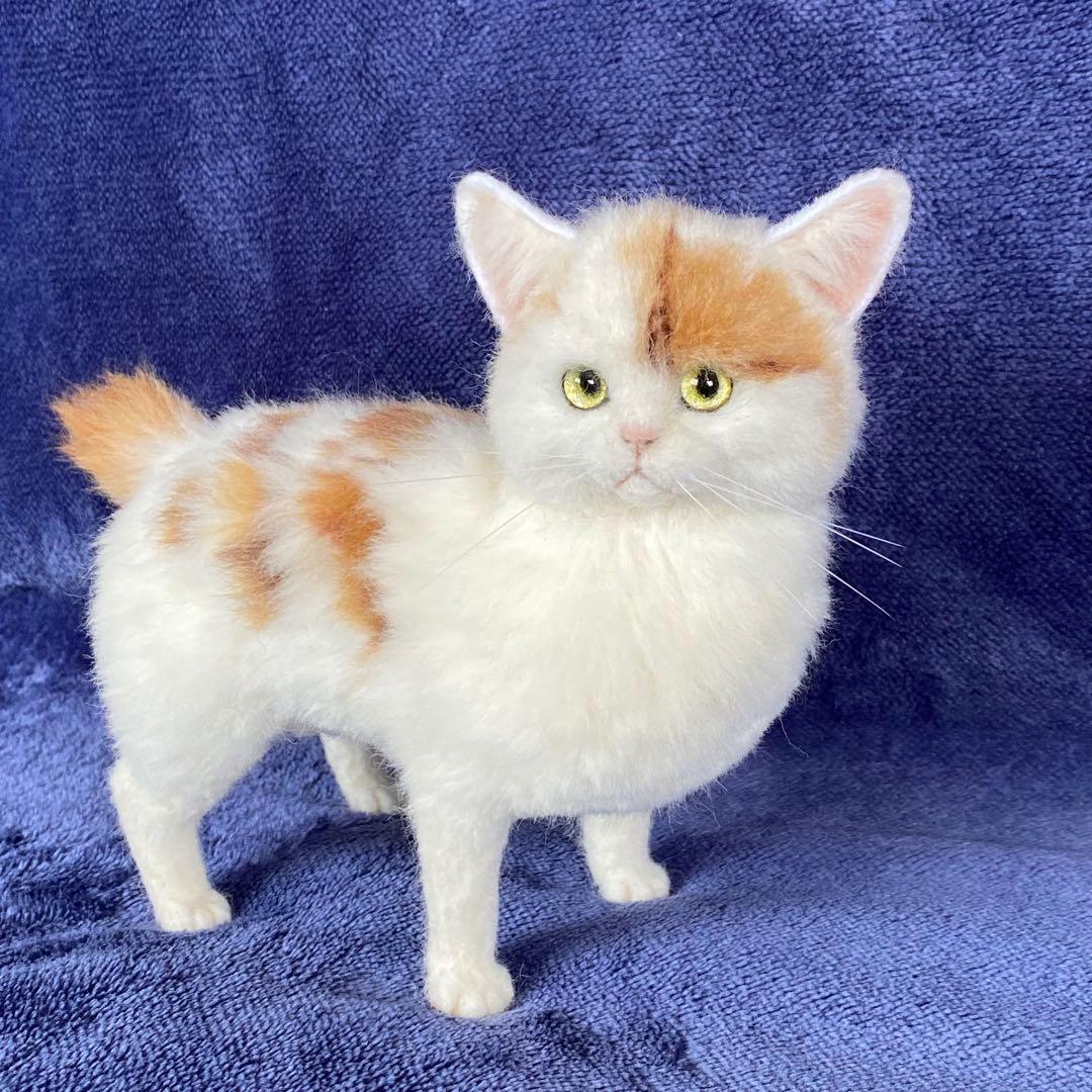 羊毛フェルト猫　全身タイプ　リアル可愛いジャパニーズボブテイル