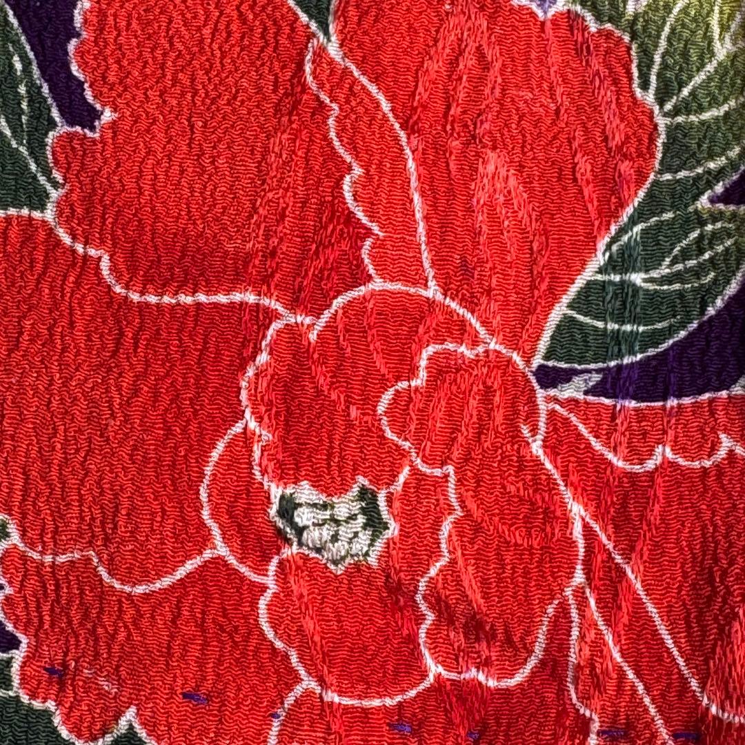 市松人形 13〜15号(47〜52cm)サイズの着物　比翼仕立て　紫　牡丹菊10