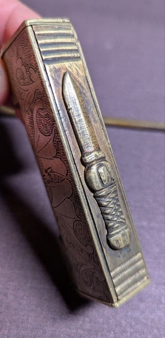 【江戸〜明治期 古い和錠 鍵付き】からくり錠 前金具 装飾彫刻 アンティーク