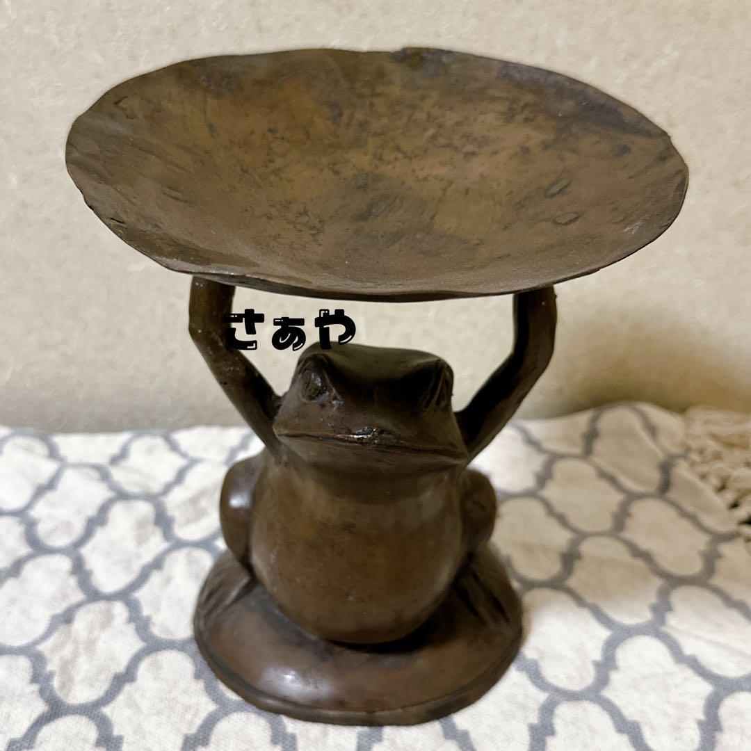 銅置物⑅カエル(丸皿)⑅インドネシア