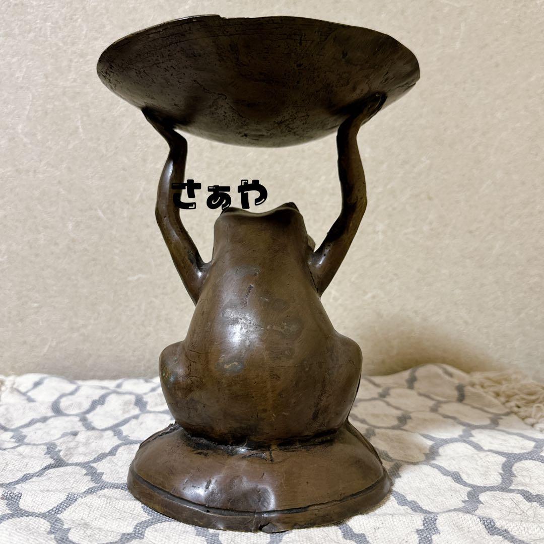 銅置物⑅カエル(丸皿)⑅インドネシア