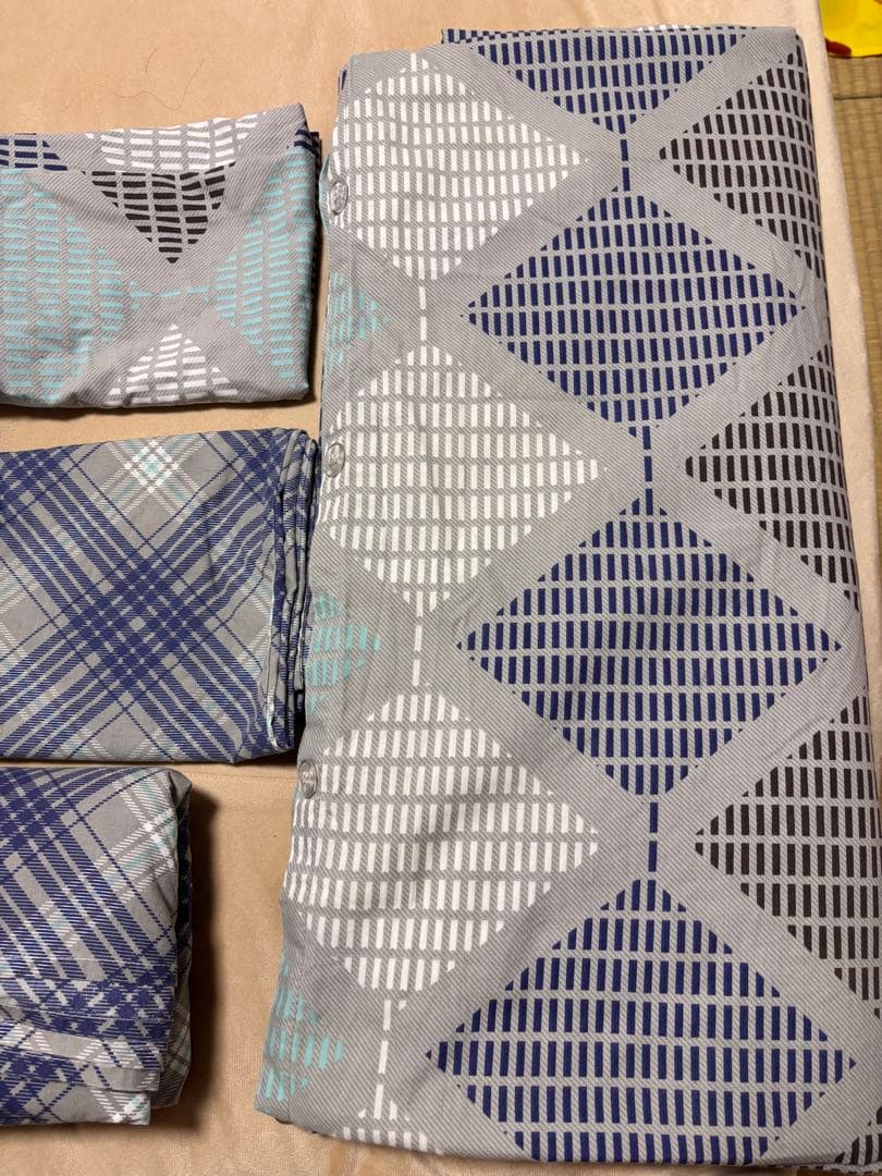 キングサイズ シーツセット ネイビー グレー