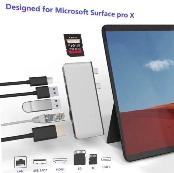 7in1多機能＆高性能❣作業効率が大幅UP♪❤Surface ProX ハブ