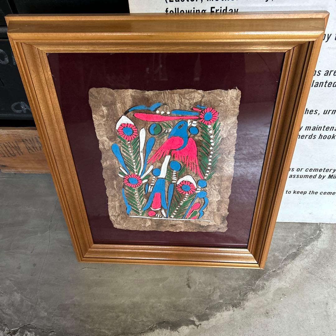 メキシコ 民芸 アマテ絵 アート ヴィンテージ 額縁 店舗什器 ウォールデコ