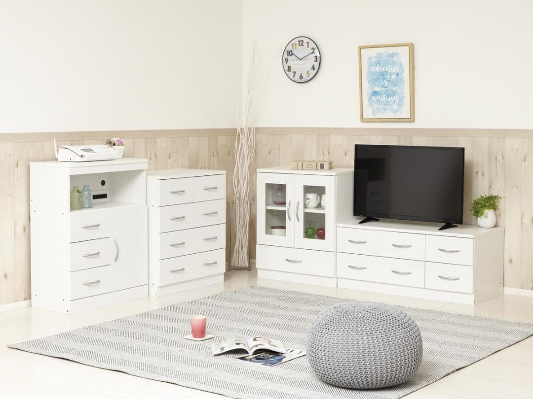 シンプルコンパクトチェスト ホワイトオーク W60