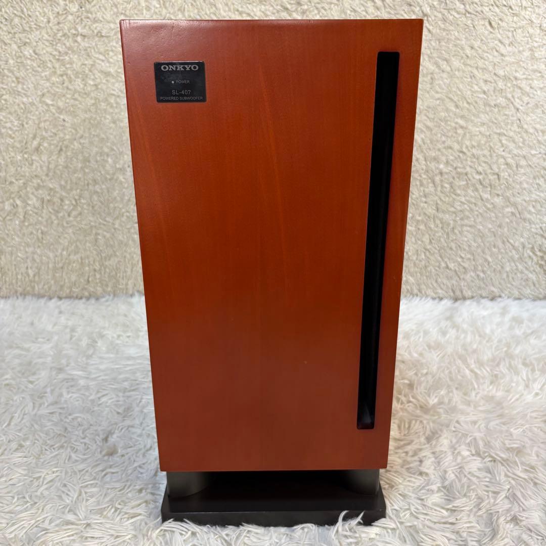 ★音出し確認済★ ONKYO SL-407 アンプ内蔵 サブウーファー 木目調