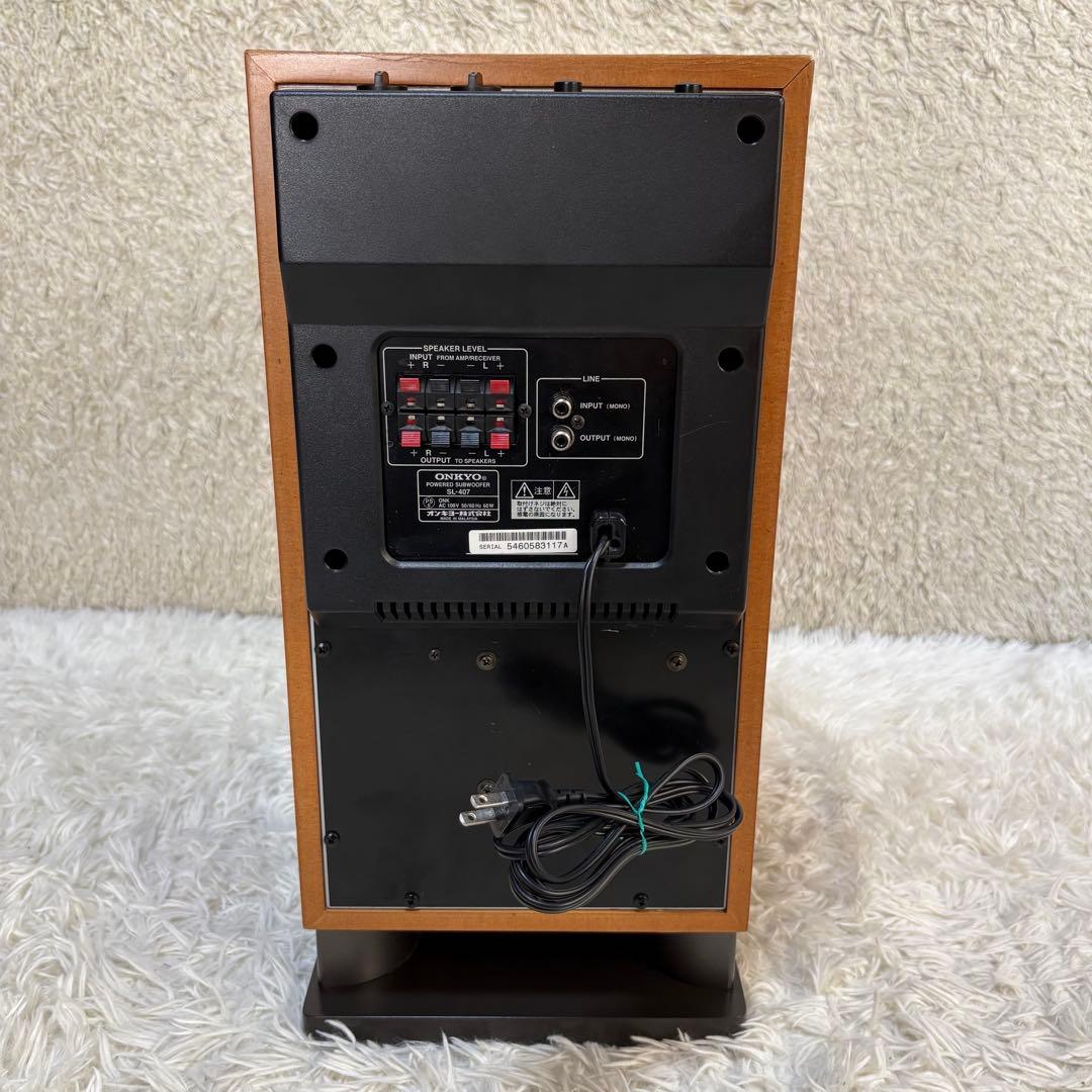 ★音出し確認済★ ONKYO SL-407 アンプ内蔵 サブウーファー 木目調