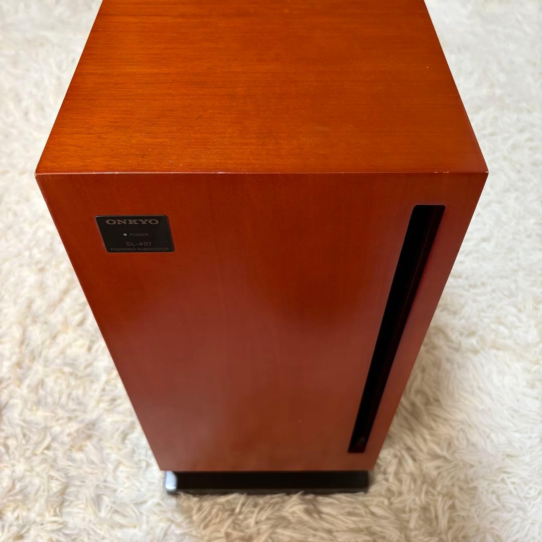 ★音出し確認済★ ONKYO SL-407 アンプ内蔵 サブウーファー 木目調