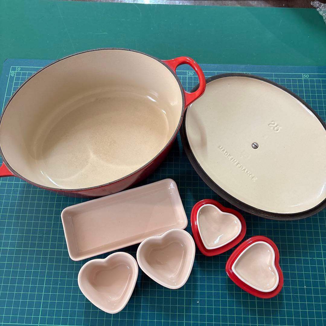 LE CREUSET 両手鍋 オーバル25 ハートキャニスター2個