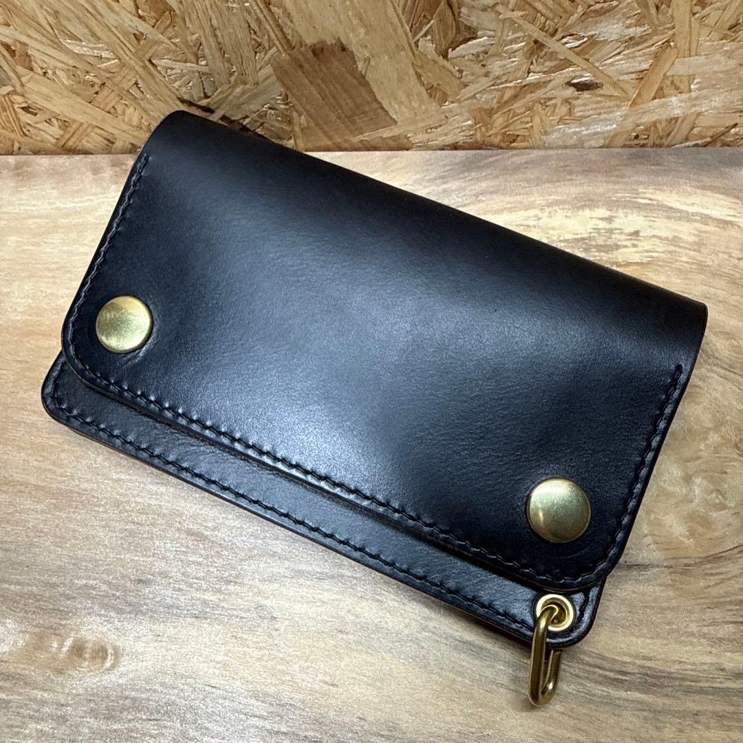 ホーウィン社 クロムエクセル 150カスタム トラッカーウォレット 真鍮チェーン