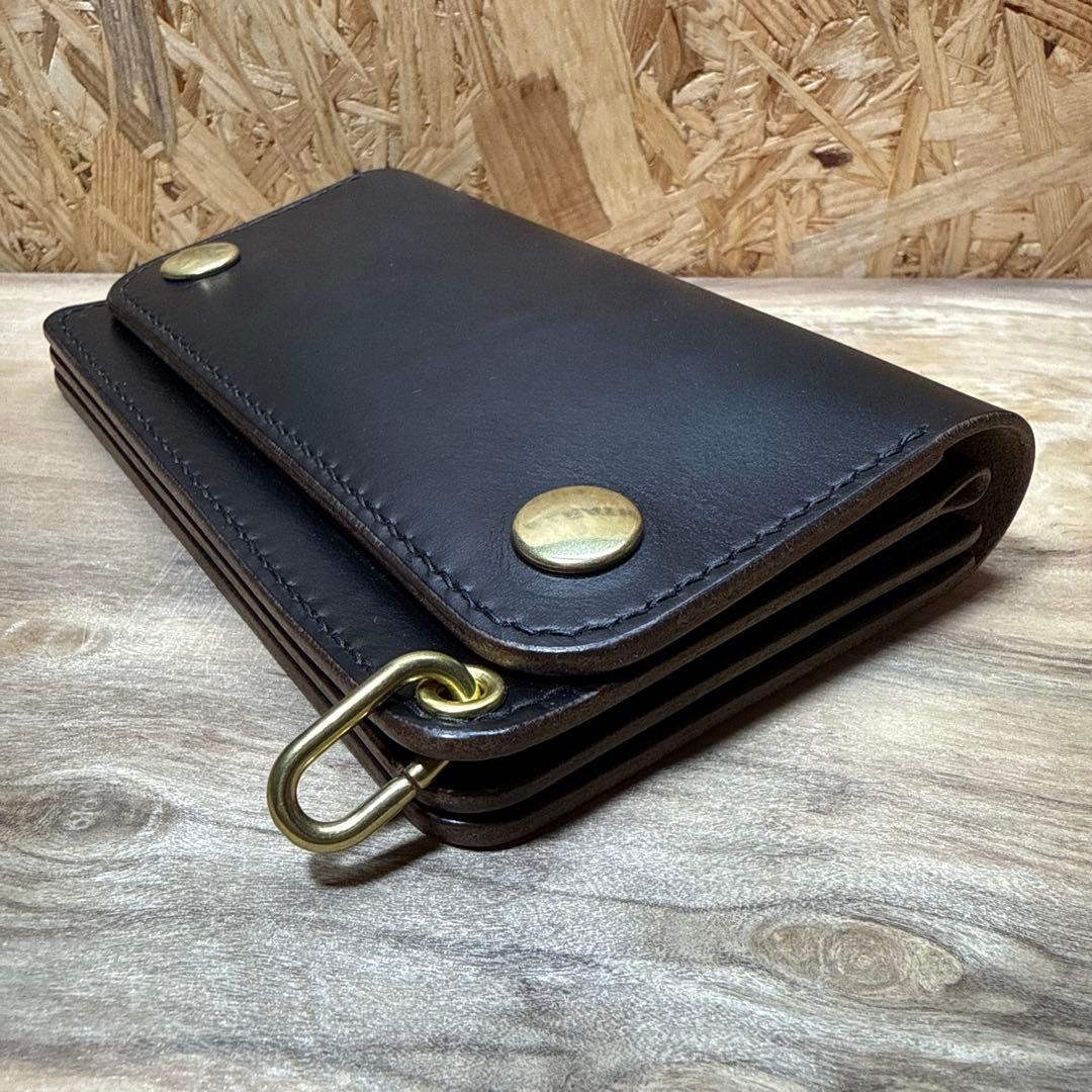 ホーウィン社 クロムエクセル 150カスタム トラッカーウォレット 真鍮チェーン