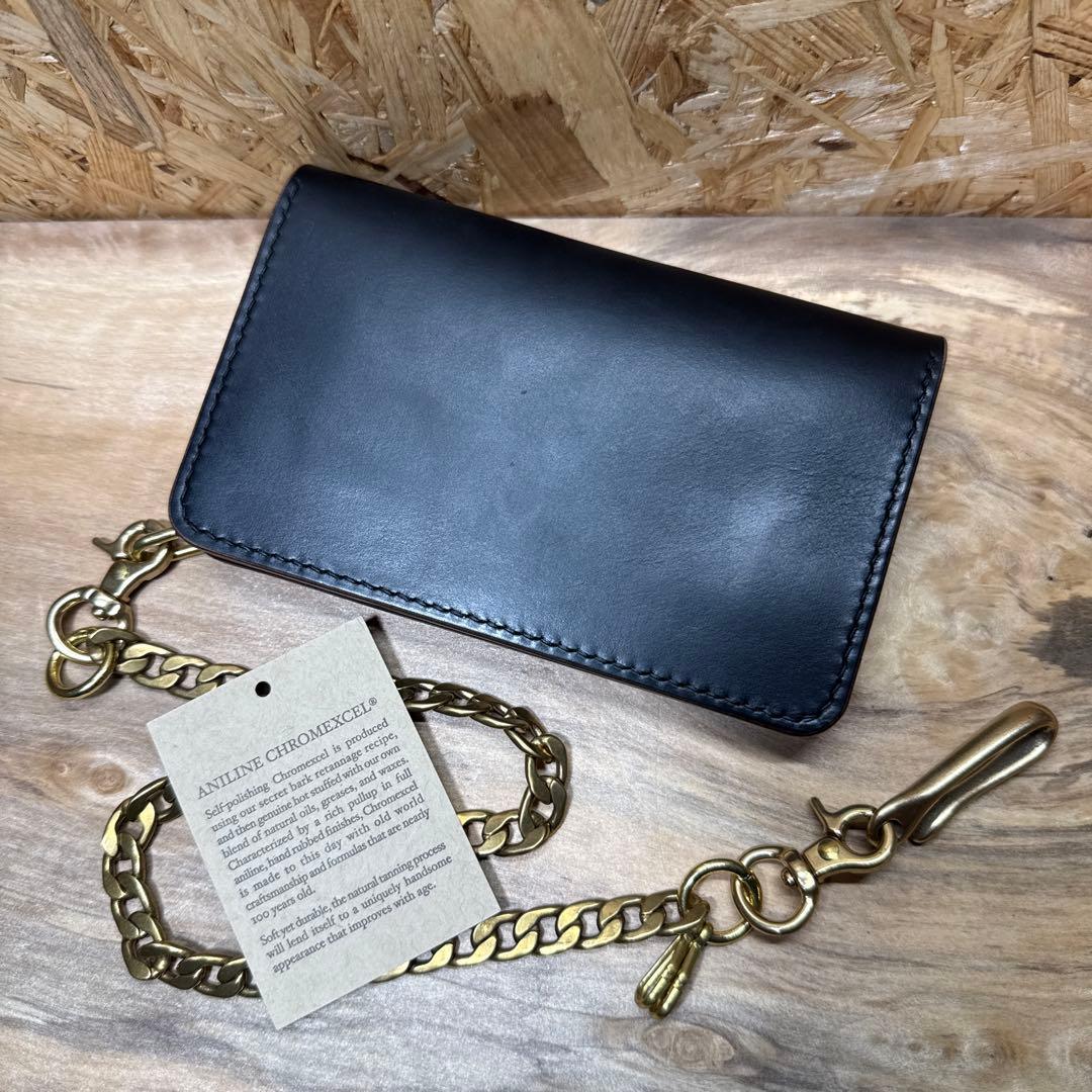 ホーウィン社 クロムエクセル 150カスタム トラッカーウォレット 真鍮チェーン