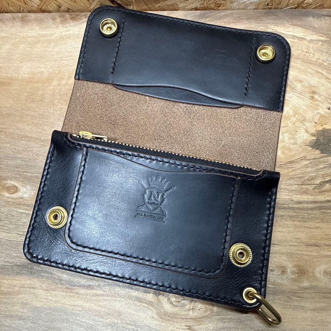 ホーウィン社 クロムエクセル 150カスタム トラッカーウォレット 真鍮チェーン